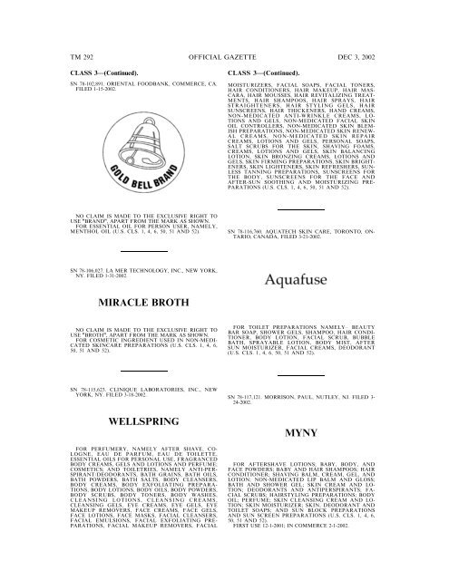 03 December 2002 - U.S. Patent and Trademark Office