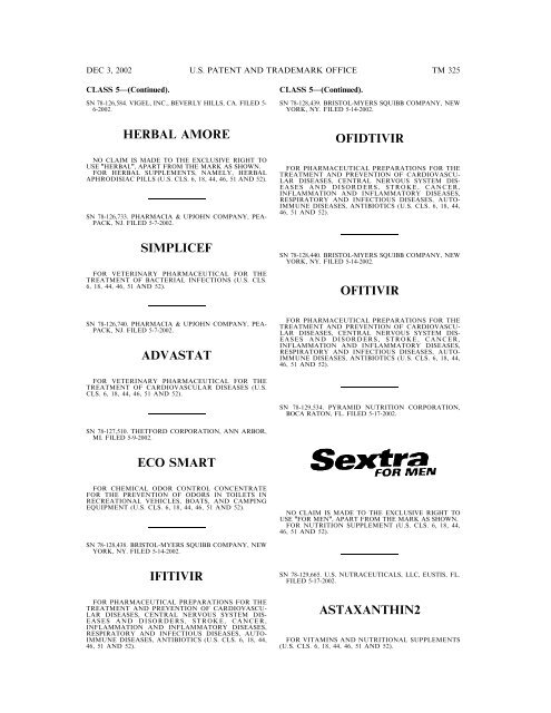 03 December 2002 - U.S. Patent and Trademark Office