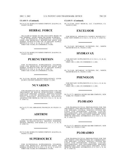 03 December 2002 - U.S. Patent and Trademark Office