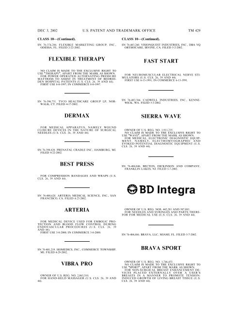 03 December 2002 - U.S. Patent and Trademark Office