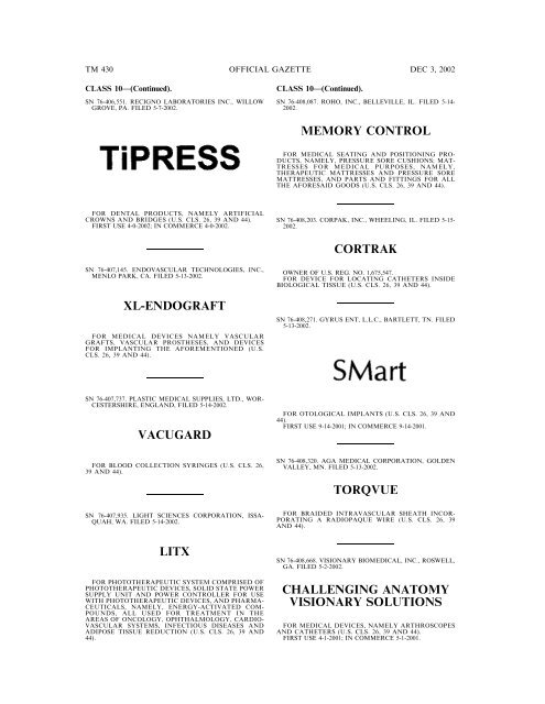 03 December 2002 - U.S. Patent and Trademark Office