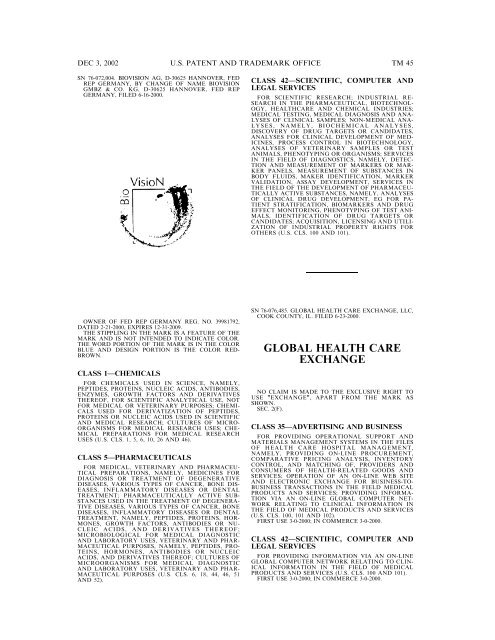 03 December 2002 - U.S. Patent and Trademark Office