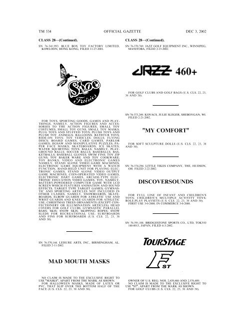 03 December 2002 - U.S. Patent and Trademark Office