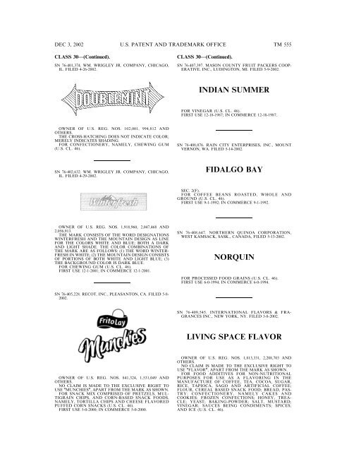 03 December 2002 - U.S. Patent and Trademark Office