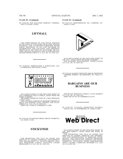 03 December 2002 - U.S. Patent and Trademark Office