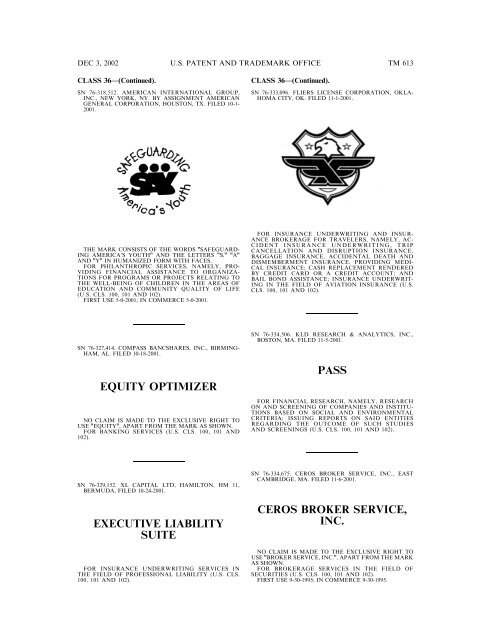 03 December 2002 - U.S. Patent and Trademark Office