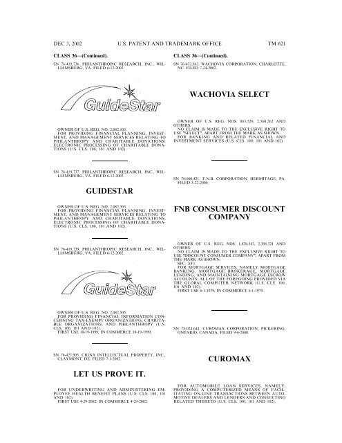 03 December 2002 - U.S. Patent and Trademark Office