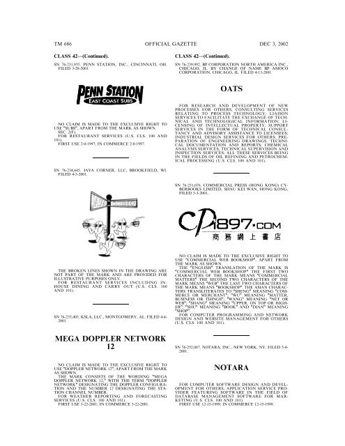 03 December 2002 - U.S. Patent and Trademark Office