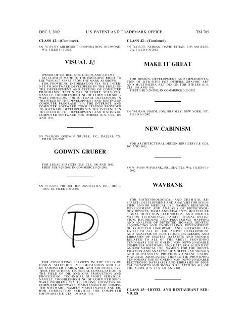 03 December 2002 - U.S. Patent and Trademark Office