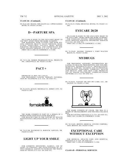 03 December 2002 - U.S. Patent and Trademark Office