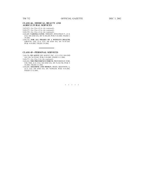 03 December 2002 - U.S. Patent and Trademark Office