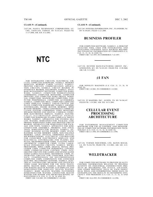 03 December 2002 - U.S. Patent and Trademark Office