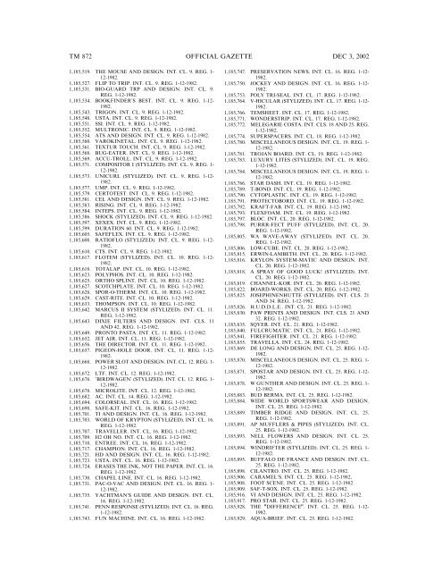 03 December 2002 - U.S. Patent and Trademark Office