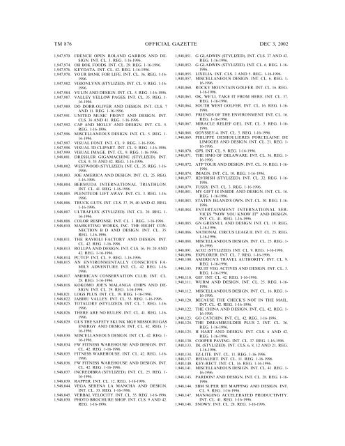 03 December 2002 - U.S. Patent and Trademark Office