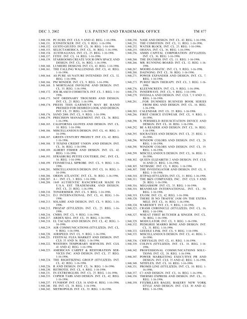 03 December 2002 - U.S. Patent and Trademark Office