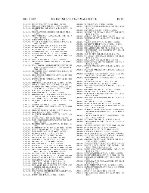 03 December 2002 - U.S. Patent and Trademark Office