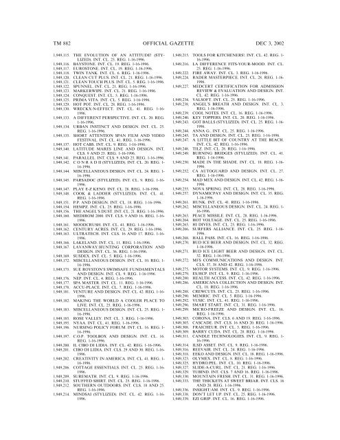 03 December 2002 - U.S. Patent and Trademark Office