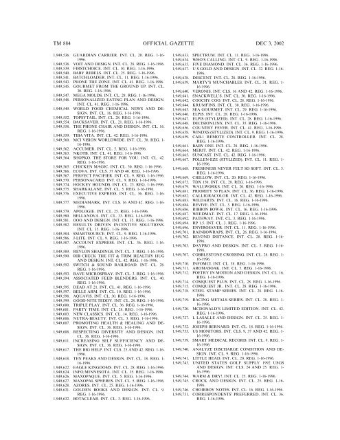 03 December 2002 - U.S. Patent and Trademark Office