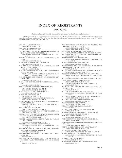 03 December 2002 - U.S. Patent and Trademark Office