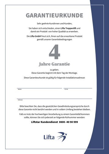 Garantieurkunde 4 Jahre