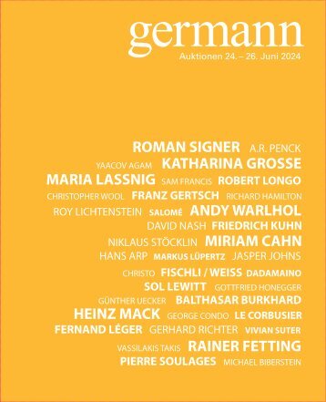 Kunst Auktion 24. - 26. Juni 2024, Germann Auktionshaus, Zürich