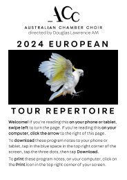 EU Tour Program Notes