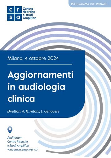 Evento CRS - Aggiornamenti in audiologia clinica - 4 ottobre 2024
