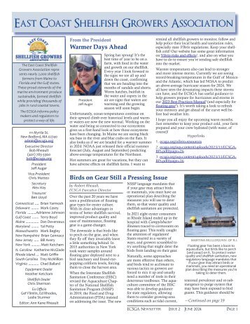East Coast Shellfish Growers Association June 2024 Newsletter