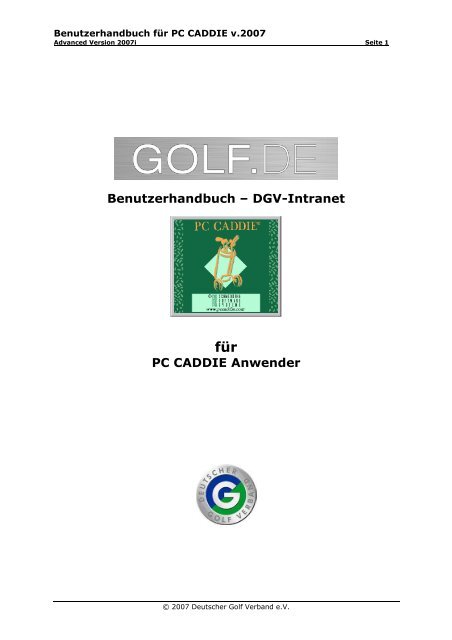 Benutzerhandbuch – DGV-Intranet PC CADDIE Anwender - Golf.de