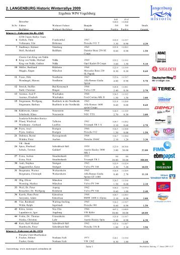 2. LANGENBURG Historic Winterrallye 2009 Ergebnis WP4 ...