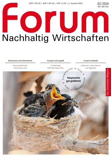 forum Nachhaltig Wirtschaften 02/2024 mit dem Schwerpunkt "Der Weg zum Mehrweg – Transport und Logistik"
