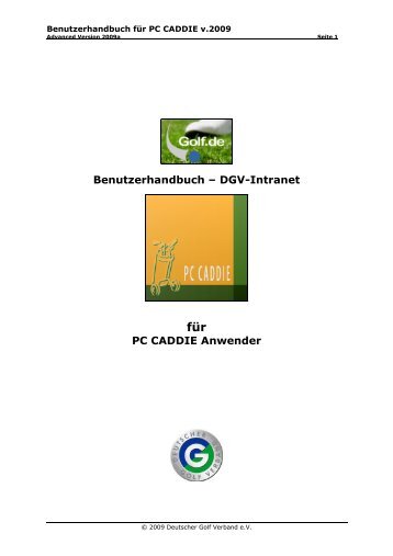 Benutzerhandbuch – DGV-Intranet PC CADDIE Anwender - Golf.de