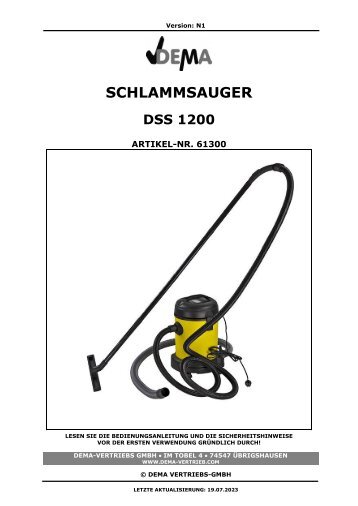 Bedienungsanleitung Dema 61300 Schlammsauger DSS1200 4 in 1