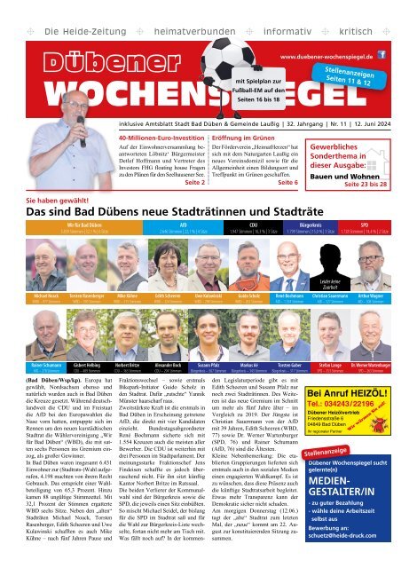 Dübener Wochenspiegel - Ausgabe 11 - Jahrgang 2024
