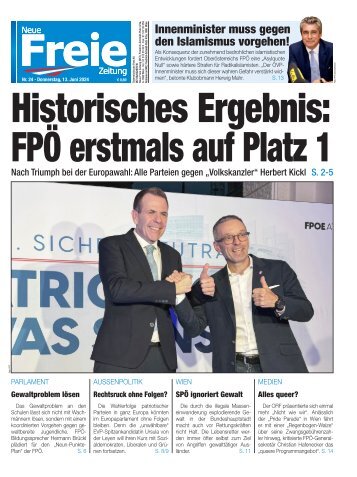 Historisches Ergebnis: FPÖ erstmals auf Platz 1