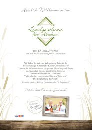 Speisekarte Landgasthaus Familie Abraham