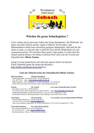 Würden Sie gerne Schachspielen ? - Bezirk 8 Rhein-Taunus