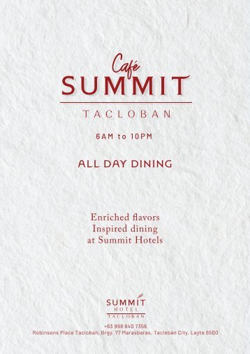 Cafe Summit Tacloban All-Day Dining Menu