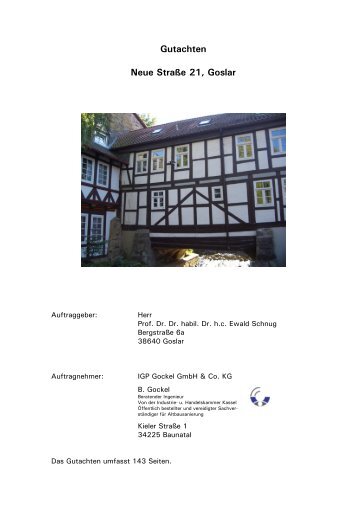 Gockel, B. (2009) Gutachten Neue Straße 21, Goslar