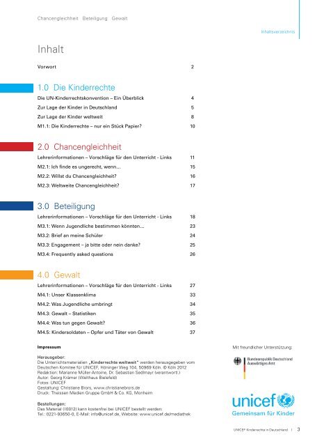 Unterrichtsmaterial "Kinderrechte in Deutschland" - younicef.de