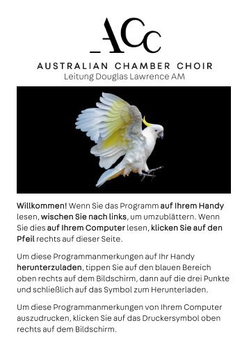 Programm Australischer Kammerchor