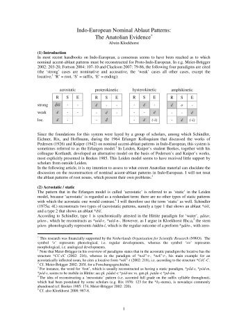 Indo-European Nominal Ablaut Patterns - Alwin Kloekhorst ...