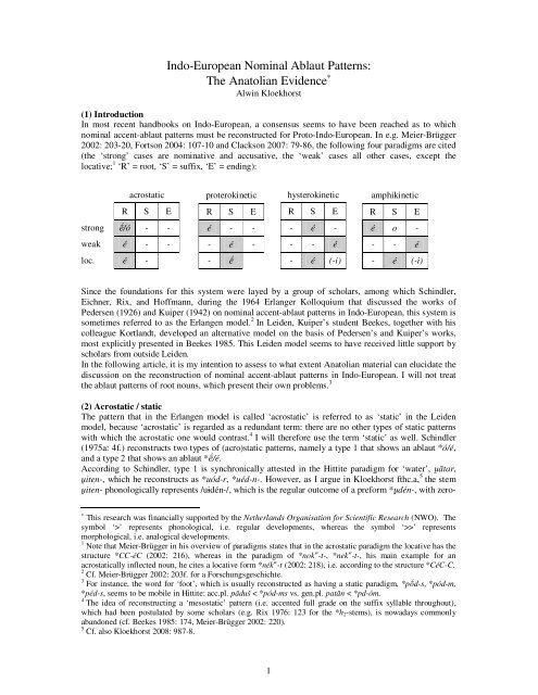 Indo-European Nominal Ablaut Patterns - Alwin Kloekhorst ...