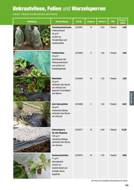 Preisliste Gartenprodukte