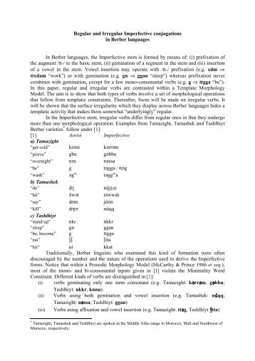 Regular and Irregular Imperfective conjugations - Mohamed Lahrouchi