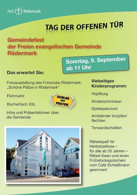 Sonntag, 9. September ab 11 Uhr - FeG Rödermark