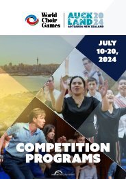World Choir Games Auckland 2024 - Competition Programs
