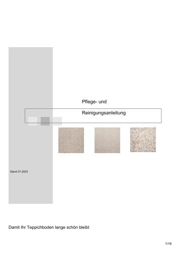 Pflege-und Reinigungsanleitung | Teppichfliesen