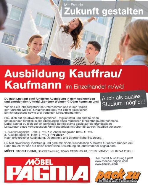 Möbel Pagnia • Aktuelle Stellenanzeige