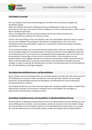 Factsheet: Lerndokumentation - e-Portfolio